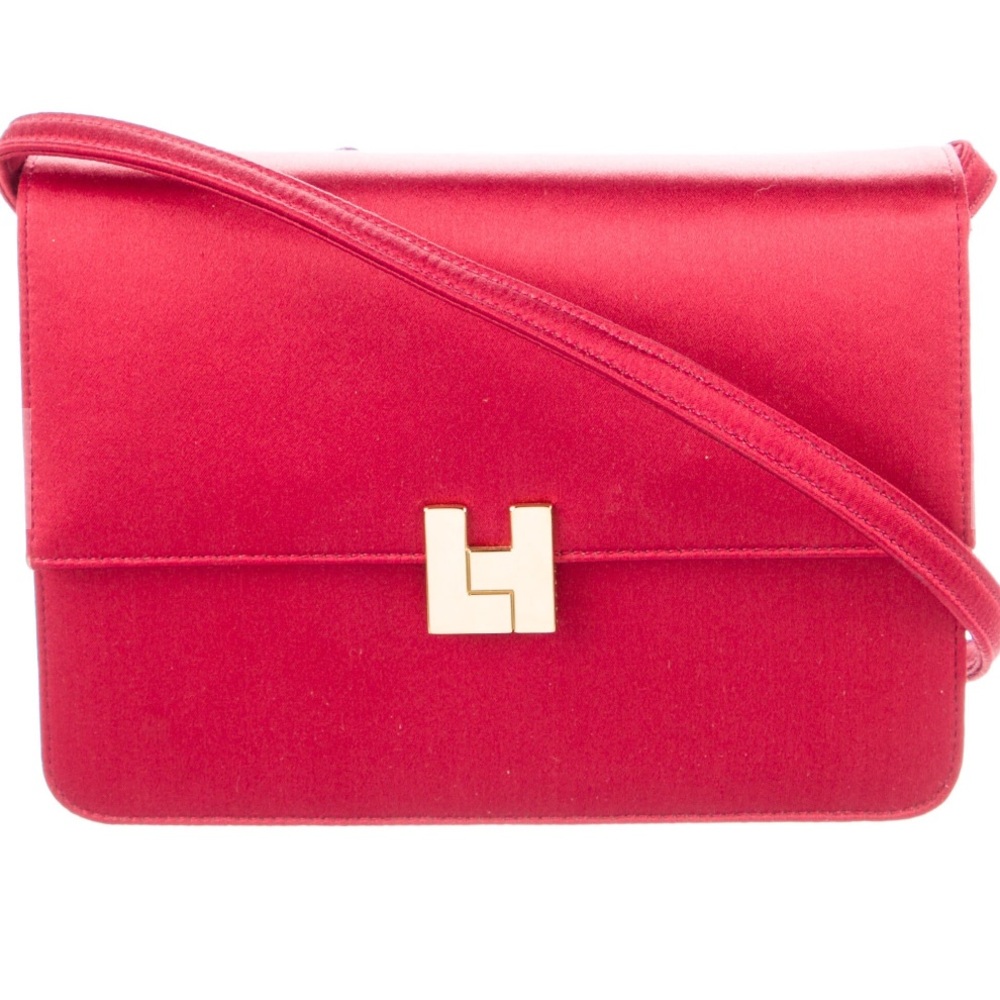 Lambertson Truex Red Satin Crossbody Shoulder Bag